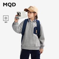 马骑顿（MQD）MQD童装儿童加绒卫衣2024秋冬季polo领儿童上衣 麻灰 150cm