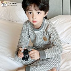 浅舒 男女童儿童保暖内衣套装羊绒蚕丝德绒套装秋冬加绒无骨打底睡衣裤