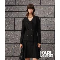 卡尔·拉格斐 KARL LAGERFELD【老佛爷】轻奢粗花呢拉毛拼接连衣裙2024秋季