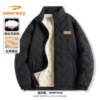 Deerway德尔惠立领棉服男冬季加厚保暖大码青少年外套运动防风潮款百搭外穿上装 黑#PDR棕咖小标X XL