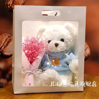 秘恋 小熊公仔玩偶布娃娃毛绒玩具情侣生日礼物送男女生小朋友万圣诞节 白熊蓝卫衣+礼袋+串灯 30厘米