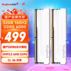 KINGBANK 金百达 32GB(16GBX2)套装 DDR5 6000 台式机内存条 国产DDR5颗粒 银爵 C36