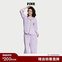 VICTORIA'S SECRET PINK 天丝绵柔轻盈舒适衬衫式长款家居服女士睡衣套装2 5YX6淡紫色