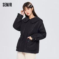 Semir森马羽绒服女中长款仿兔毛毛领冬新款oversize收腰厚外套三防