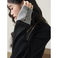 黑色针织衫打底衫2024秋冬季女宽松内搭毛衣
