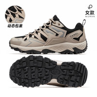 CAMEL【王俊凯同款】骆驼昆仑户外登山鞋女防水防滑耐磨徒步鞋女运动鞋 F23A693028， 浅卡其/黑，女款 36