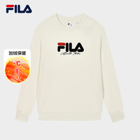 FILA斐乐卫衣男2024秋季加绒套头圆领女宽松针织运动上衣 【加绒版】蒸汽白-IV 185/104A/XXL