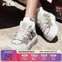 FILA 斐乐 女鞋ROSETTA摩登板鞋2024秋季厚底鞋时尚休闲鞋 红褐灰/卷轴棕-BA