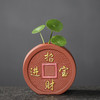 宇轩 指尖小茶宠紫砂紫创意泥彩绘花瓶迷你禅意小号五福花器摆件 单个指尖花器---招财进宝--朱泥