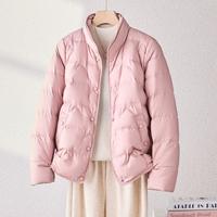 短款小个子轻薄立领羽绒服女冬季斜插双口袋保暖白鸭绒外套