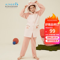 SCHIESSER KINDER儿童童装女童法兰绒加绒加厚小熊造型连帽家居服套装EF/21412H 粉红 150cm