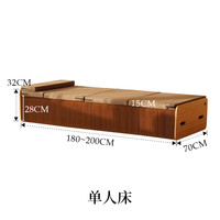 十八纸折叠床午休单人多功能沙发床两用办公家用小户型隐藏床成人 70cm宽棕色【单人】配椰棕海绵垫