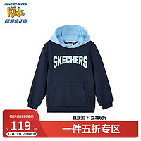 SKECHERS 斯凯奇 男女童针织连帽套头卫衣春秋儿童休闲百搭上衣L324K013