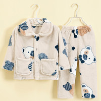 果贝猴 儿童睡衣男童法兰绒春秋冬中大童珊瑚绒男孩恐龙加厚家居服连帽