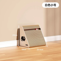 立式猫抓板三角形耐抓耐磨不掉屑磨爪子猫爪板猫玩具猫咪用品 白色猫咪-小号【免安装✿送铃铛球1个】