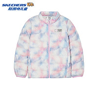 SKECHERS 斯凯奇 羽绒服男女童冬季梭织短款儿童舒适休闲外套P424K057 梦幻粉紫渐变/04P0 130cm