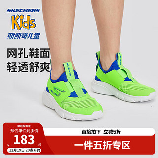 SKECHERS 斯凯奇 儿童鞋2024舒适一脚蹬休闲鞋女童透气运动鞋319056L 柠檬色/蓝色/LMBL 28.5码