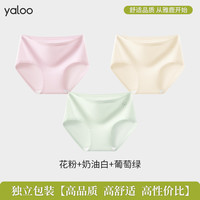 雅鹿内裤女士纯棉抗菌全棉少女生中腰透气无痕短裤2024三角裤 【3条装】花粉色+奶油白+葡萄绿 L