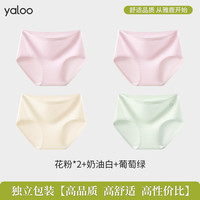 雅鹿内裤女士纯棉抗菌全棉少女生中腰透气无痕短裤2024三角裤 【4条装】花粉色+花粉色+奶油白+葡萄绿 S