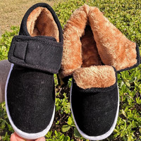 红青百年棉鞋男冬季加绒加厚防滑轻便保暖中老年居家办公室高帮老棉鞋 黑色 45 【男买大2码，女买大1码】