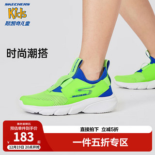 SKECHERS 斯凯奇 儿童鞋软弹力一脚蹬2024春季网面透气休闲运动鞋403866L 柠檬色/蓝色/LMBL 38码