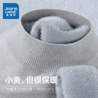 KMV真维斯毛衣秋冬女2024加厚内搭半高领打底针织衫保暖上衣 灰-纯色 L