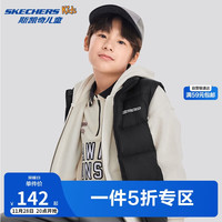 Skechers斯凯奇秋冬季新款男女中大童鸭绒梭织羽绒服背心儿童外套L424K080