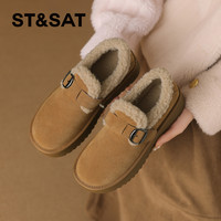 星期六真皮厚底增高雪地靴女款2024冬季加绒保暖全包勃肯棉鞋 38