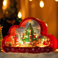 GOQI 高崎 【极乐圣诞系列】H3011圣诞树云朵镜面带灯光积木拼装摆件