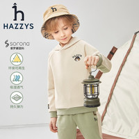 哈吉斯 品牌童装男童卫衣春弹力时尚活力童趣连帽卫衣 沙滩灰 165