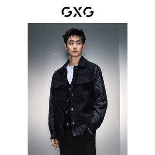 GXG男装 商场同款假两件小香风翻领夹克 23年冬季新款GEX12127814