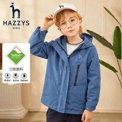 HAZZYS 哈吉斯 儿童三防连帽风衣