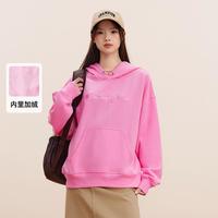 Champion【品牌】秋冬草写logo刺绣连帽卫衣女基础百搭抓绒保暖
