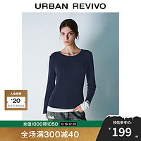 URBAN REVIVO UR2025 女装时髦休闲撞色拼接假两件长袖T恤 UYU450008