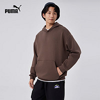 PUMA 彪马 2024秋男子宽松运动休闲百搭加绒连帽长袖卫衣套头衫686854 巧克力色-16