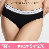 维多利亚的秘密（Victoria's Secret） 维密 棉质舒适内裤logo腰带低腰包臀女士三角裤简约纯色 54A2黑色-6819 11256819 S