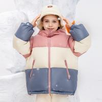 儿童羽绒服男女中大童短款加厚保暖连帽面包服冬装白鸭绒外套
