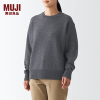 無印良品 MUJI（無印良品 ）女式 美利奴羊毛中针距圆领毛衣长袖多彩针织衫女款秋季 BAH11A2A 炭灰色 XL (165/92A)