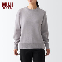無印良品 MUJI(無印良品 )女式 美利奴羊毛中针距圆领毛衣长袖多彩针织衫女款秋季 BAH11A2A 浅银灰色 S (155/80A)