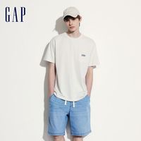 Gap男女装2024夏季纯棉logo口袋短袖T恤宽松简约上衣546493