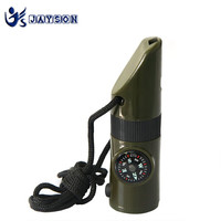 JAYSON 捷昇 JIESHENG)户外七合一救生口哨(指南针+温度显示+LED灯+放大镜+口哨+反光镜) 野外生存哨子