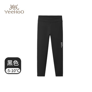 YeeHoO英氏高腰女童打底裤加绒加厚冬季新款儿童瑜伽裤学生鲨鱼裤外穿长裤子 黑色 110cm