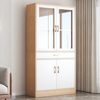 首升书架置物架落地办公室储物收纳柜子家用客厅靠墙简易防尘带门书柜 【四门一抽】田园橡木色61cm