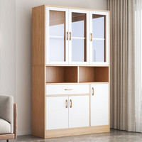 首升书架置物架落地办公室储物收纳柜子家用客厅靠墙简易防尘带门书柜 【六门两格】田园橡木色80cm