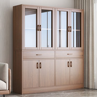 首升书架置物架落地办公室储物收纳柜子家用客厅靠墙简易防尘带门书柜 【八门两抽】大杉胡桃色120cm