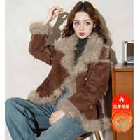 衣服女秋冬仿羊羔毛外套2024开衫小个子高级感机车服