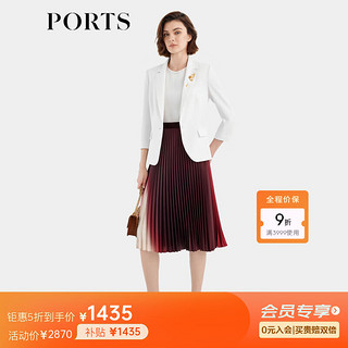 PORTS 宝姿 秋冬女装一粒扣商务休闲九分袖白西服夹克ALD8J009PWB017 奶白色-1 6