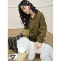 黑色简约基础款毛衣上衣女2024秋季纯色翻领长袖打底衫