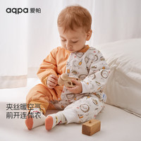 aqpa婴儿棉服连体衣冬季夹棉宝宝连帽保暖厚服新生儿衣服棉衣