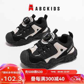 ABCKIDS ABC KIDS儿童运动鞋2024秋季舒适透气防滑耐磨旋钮扣男女童休闲跑鞋 黑/米色 37码 内长约23.2cm